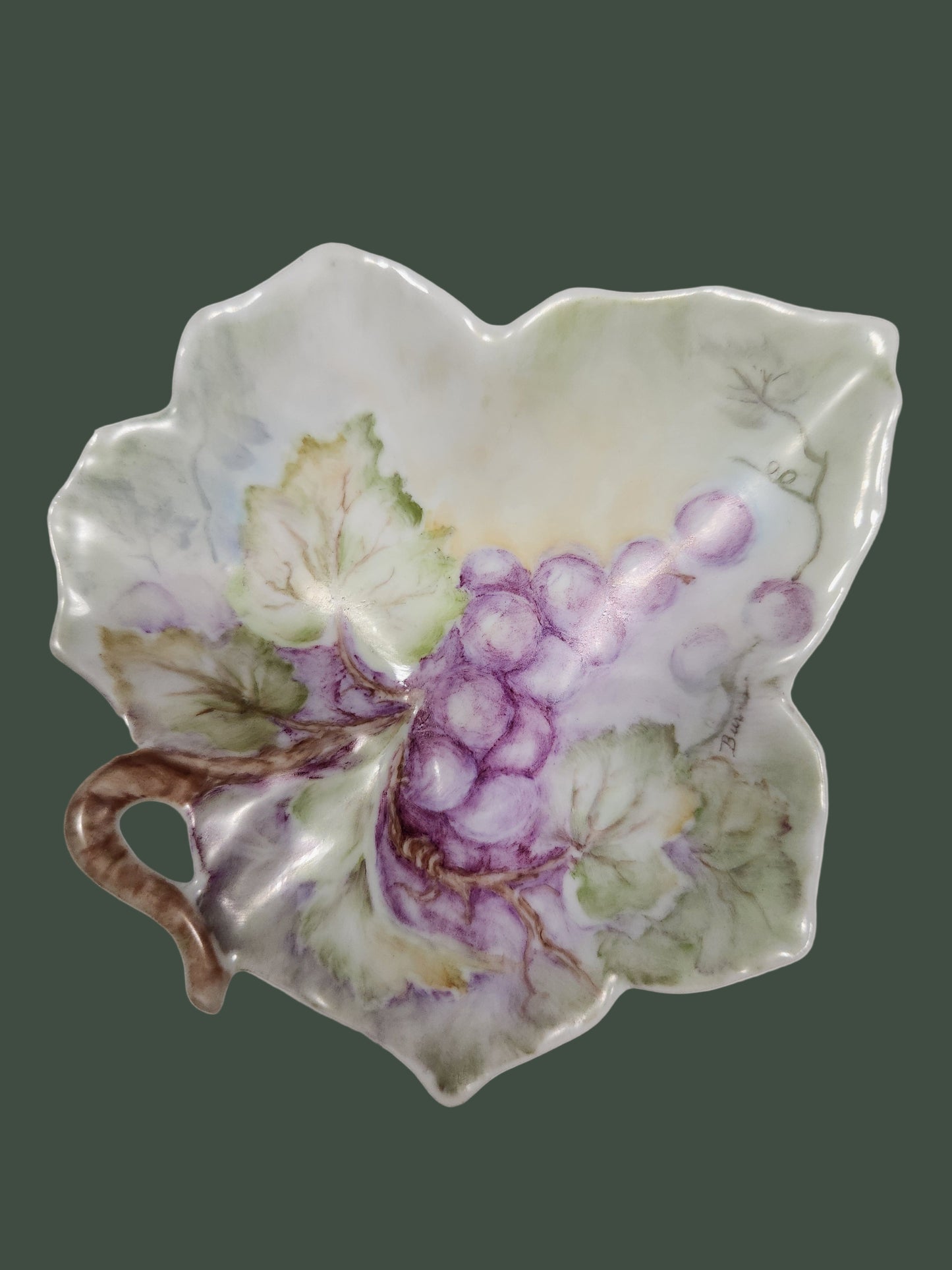 Vintage Limoges Grape Leaf Porcelain Dish