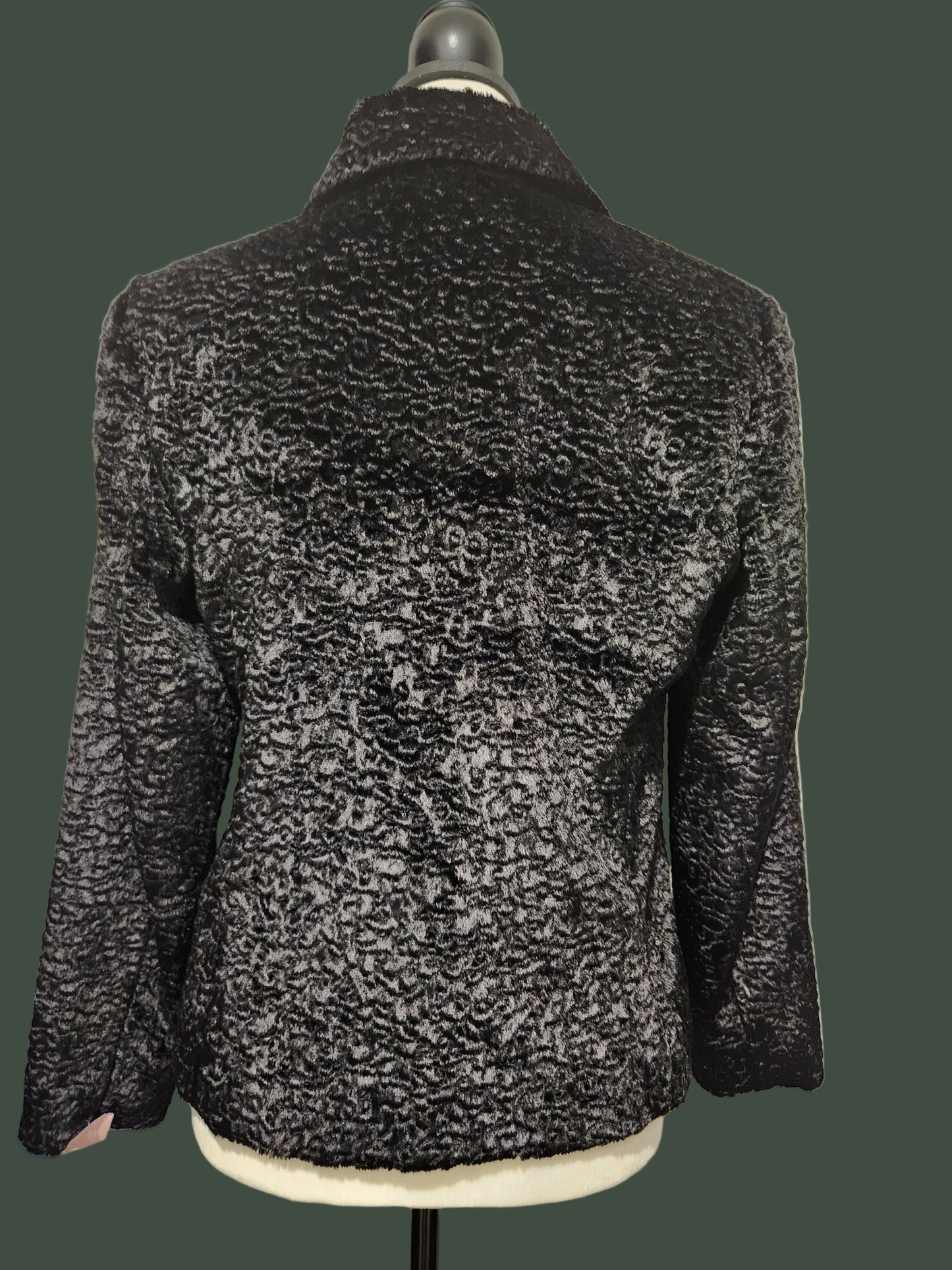 Vintage Elegant Parisian Black Textured Women's Jacket Size 8 Petite