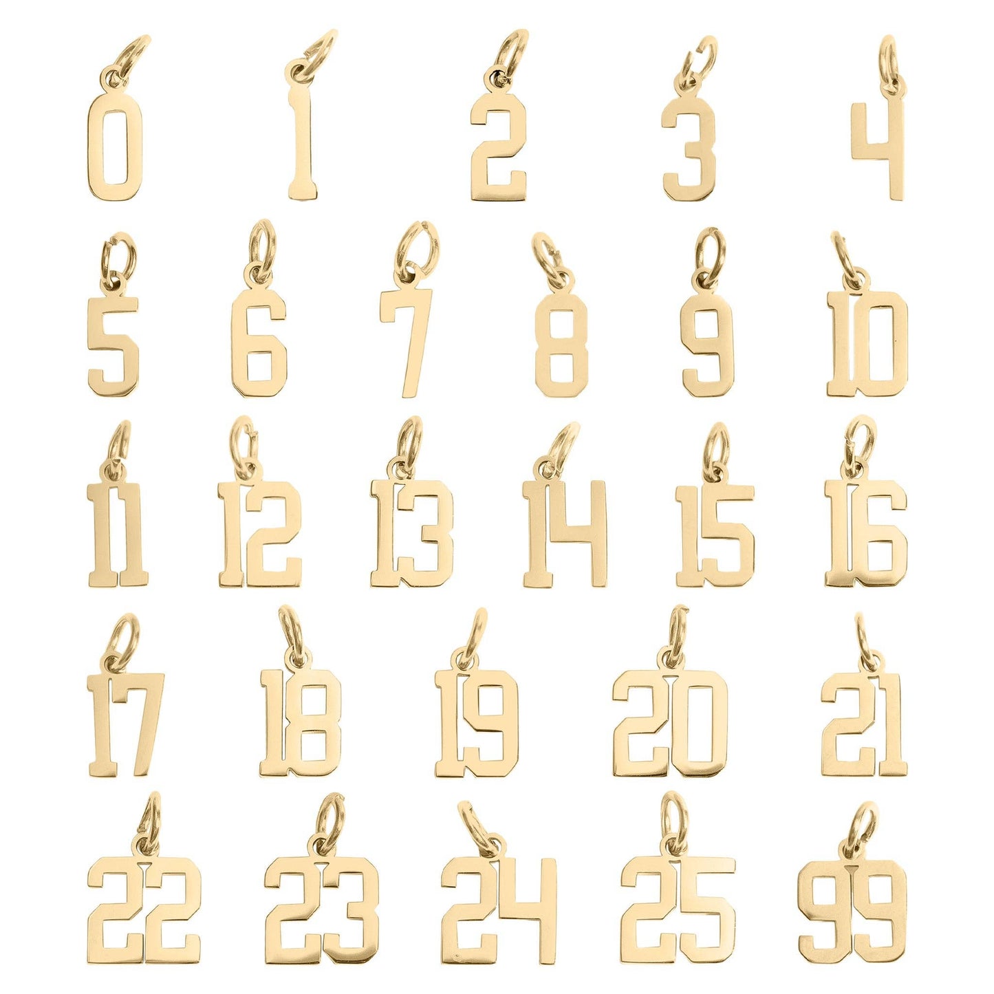 Number Gold Small Charm