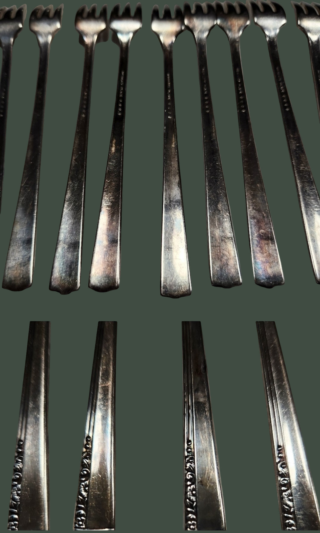 Estate sale Caprice Oneida Elegant Silver-Plated Cocktail Fork Set 9pcs