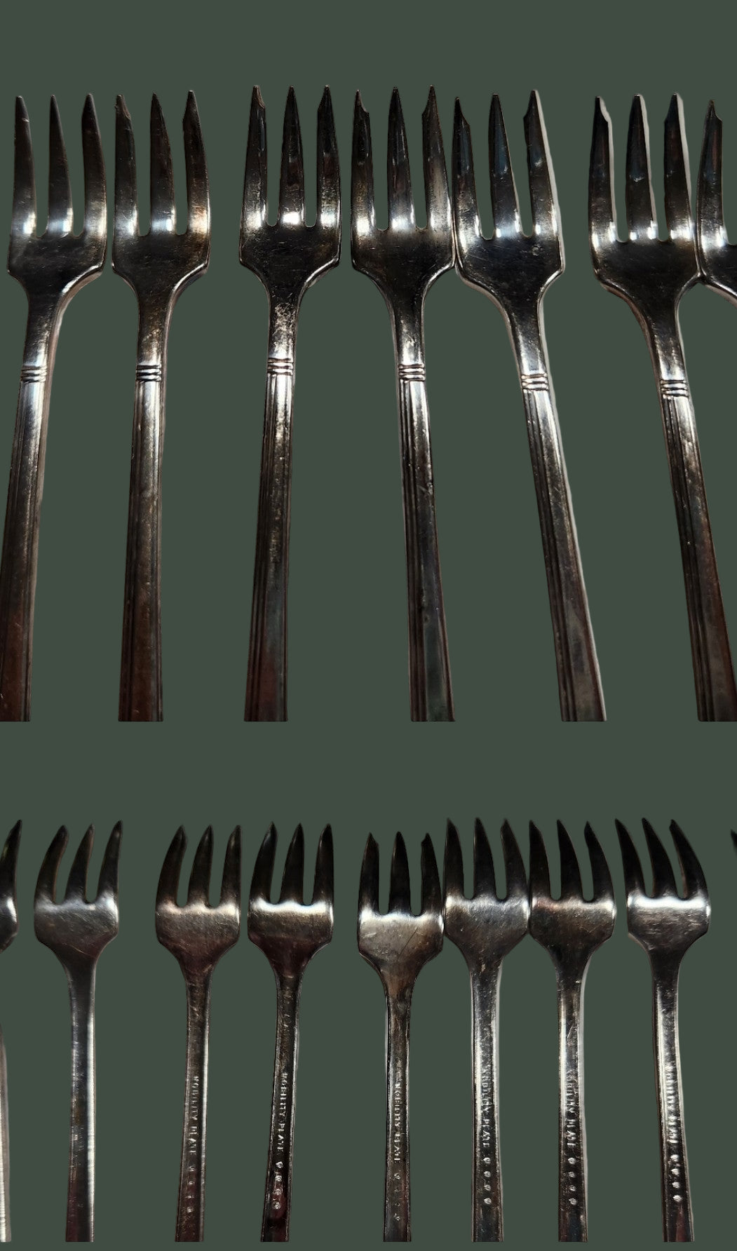 Estate sale Caprice Oneida Elegant Silver-Plated Cocktail Fork Set 9pcs