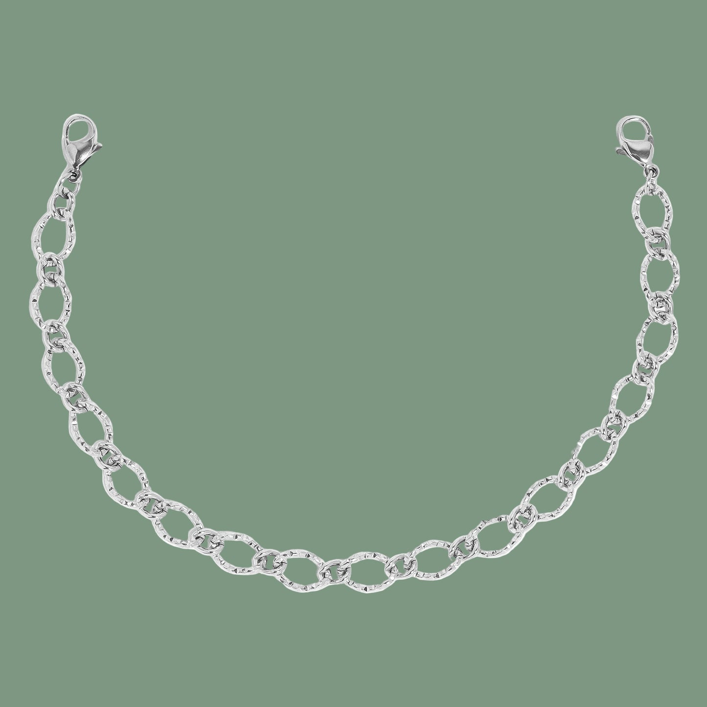 Hat Chain, Hammered Oval in Stainless Steel