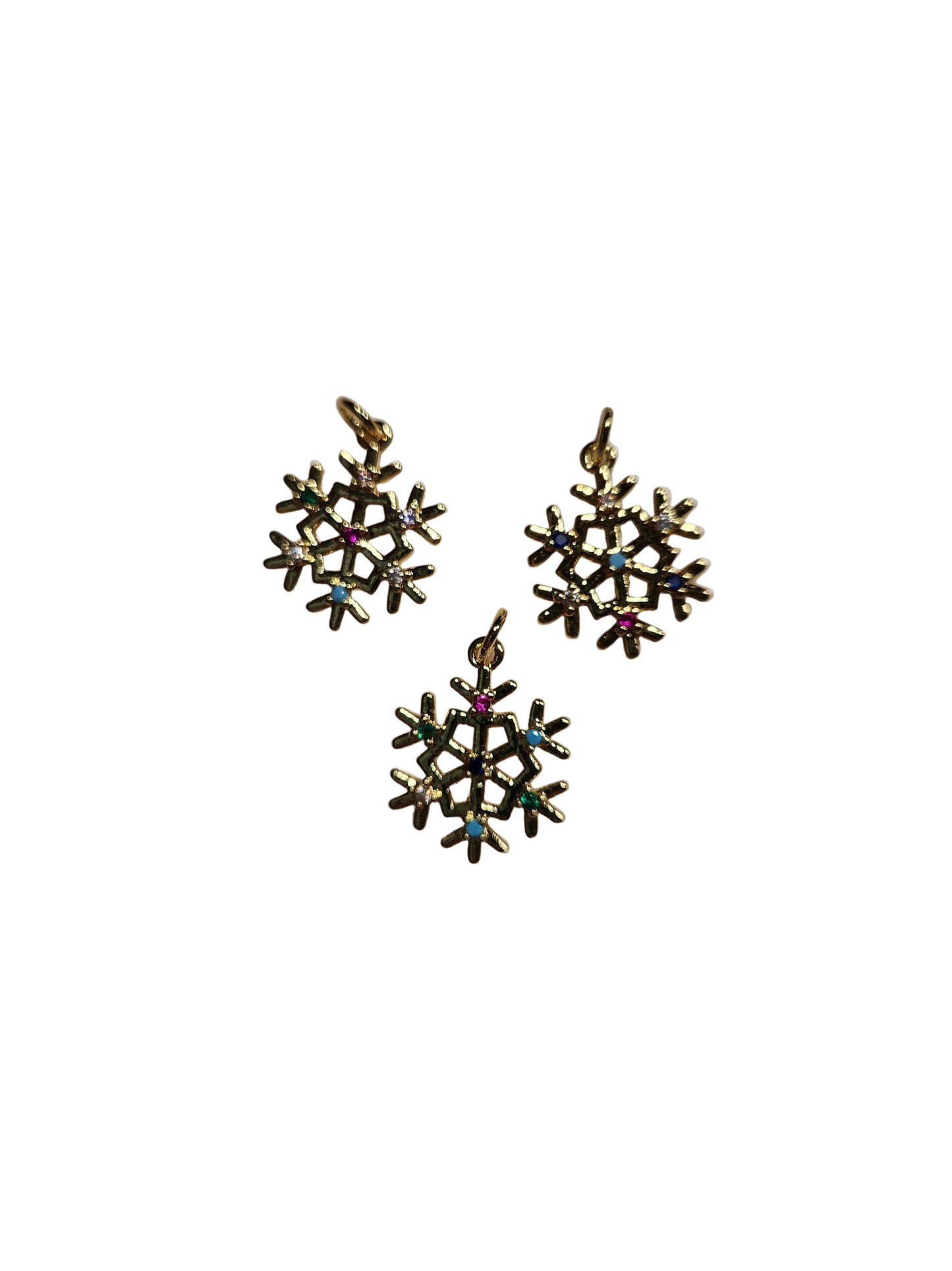 Christmas Snowflakes with Colored Rhinestones