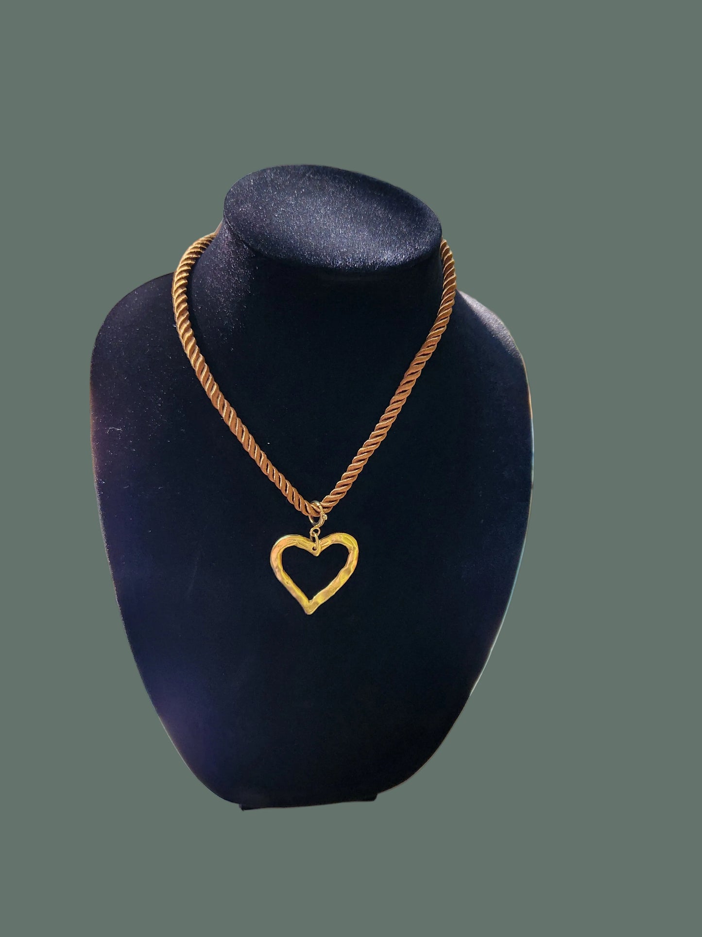 Open Heart Removable Pendant/ Chord Necklace Gold