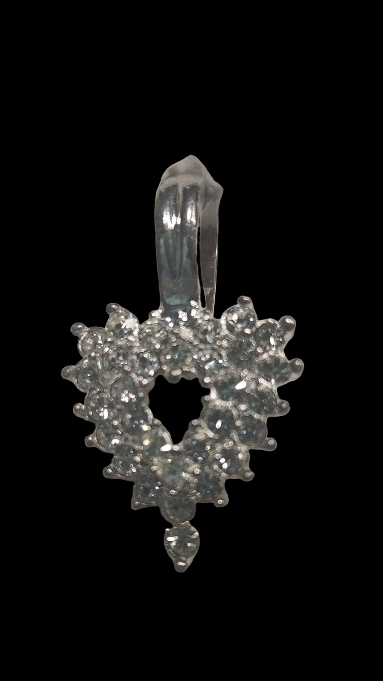 Scarf Necklace with Silver Plated Rhinestone Heart