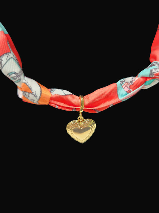 Scarf Necklace with Heart Locket