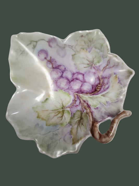Vintage Limoges Grape Leaf Porcelain Dish