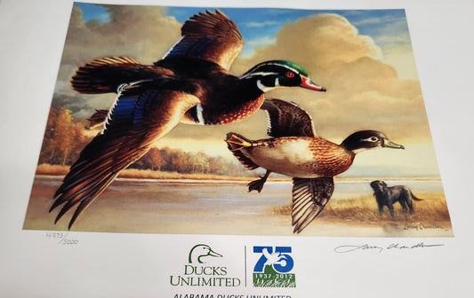 Vintage 75th Anniversary Ducks Unlimited Sponsor Signed and Numbered Poster 11x13