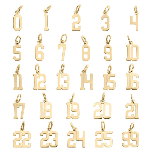 Number Gold Small Charm