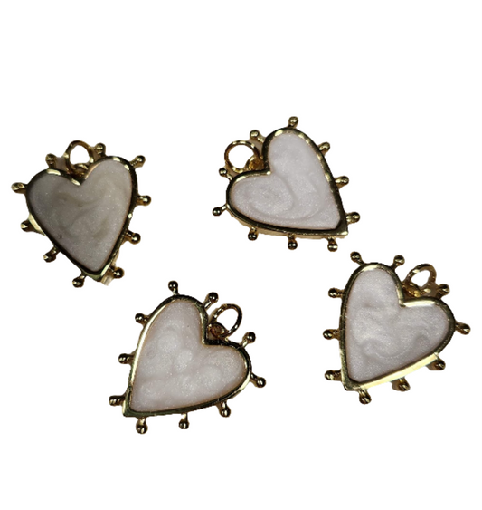 Heart Studded Mother of Pearl Charm or Pendant