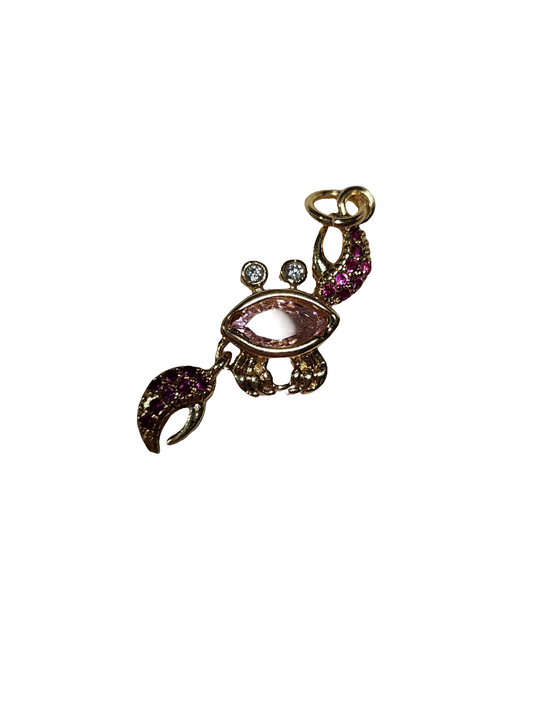 Crab Small Pink Rhinestone Charm