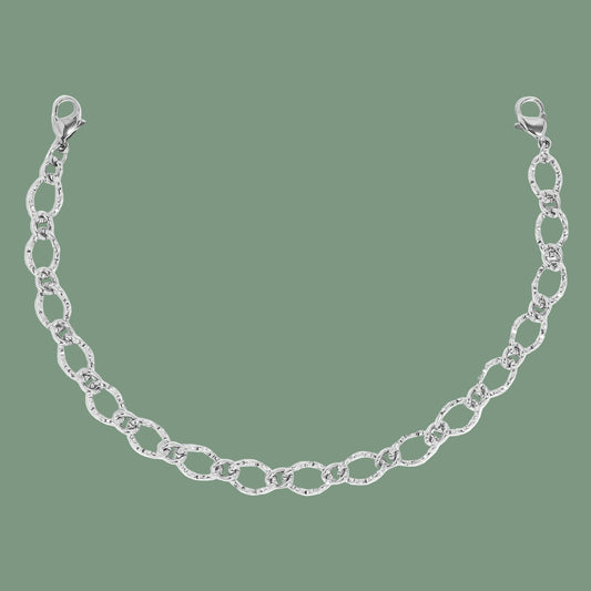 Hat Chain, Hammered Oval in Stainless Steel