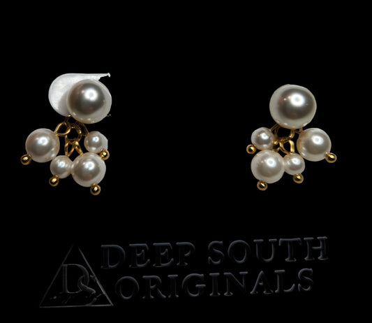 Bianca Pearl Drop Cluster Earrings