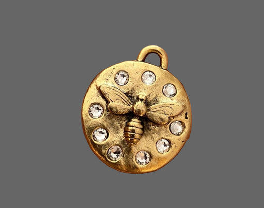 Bee Coin Rhinestone Pendant
