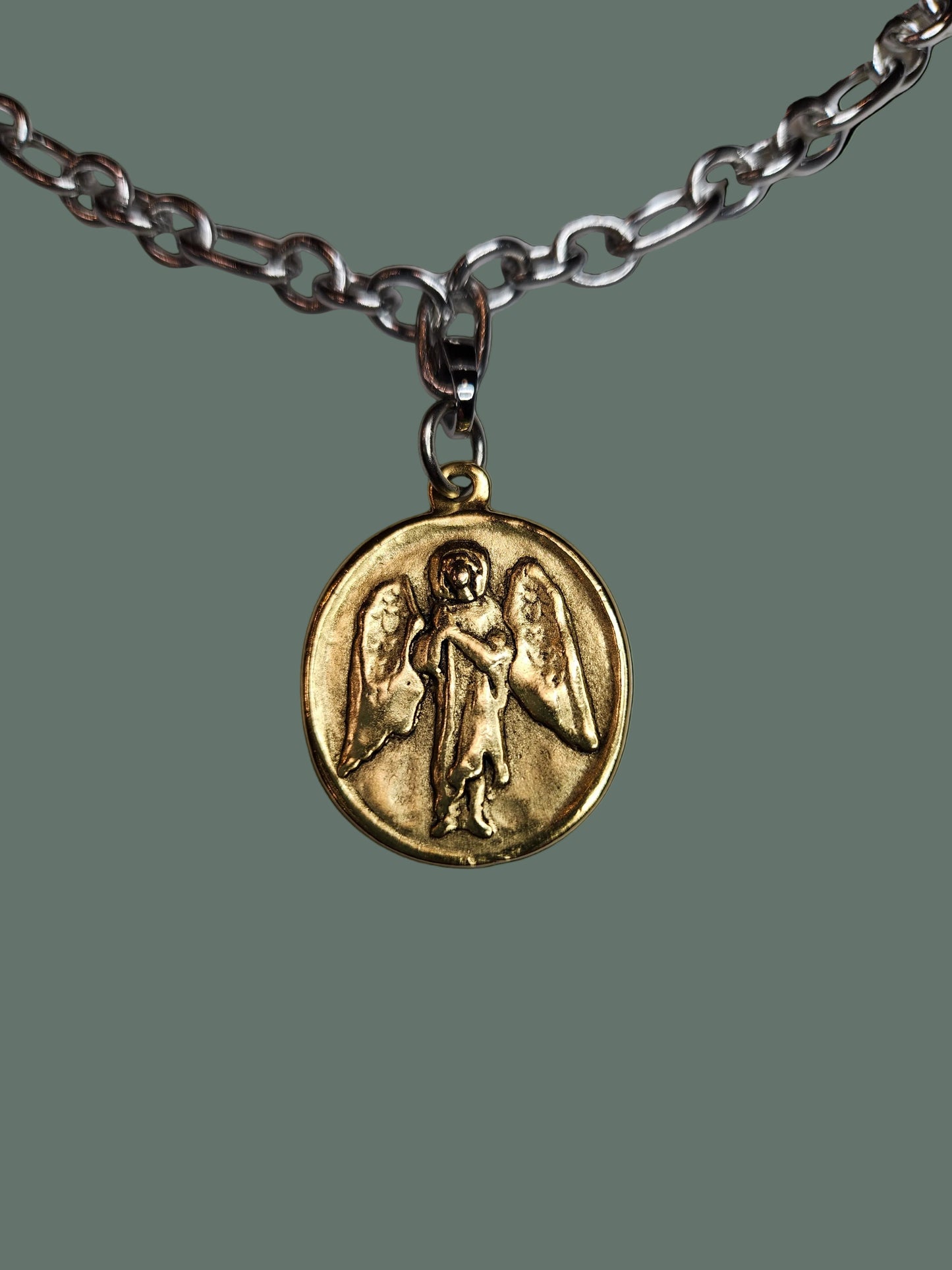 St. Raphael Necklace 20" Mixed Media (with removable pendant)