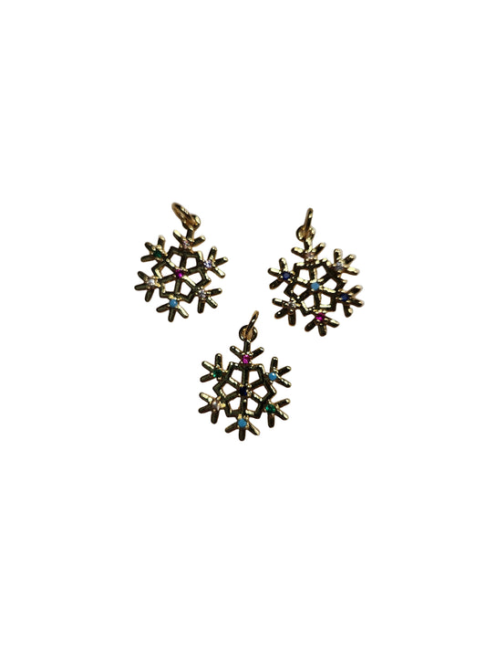 Christmas Snowflakes with Colored Rhinestones