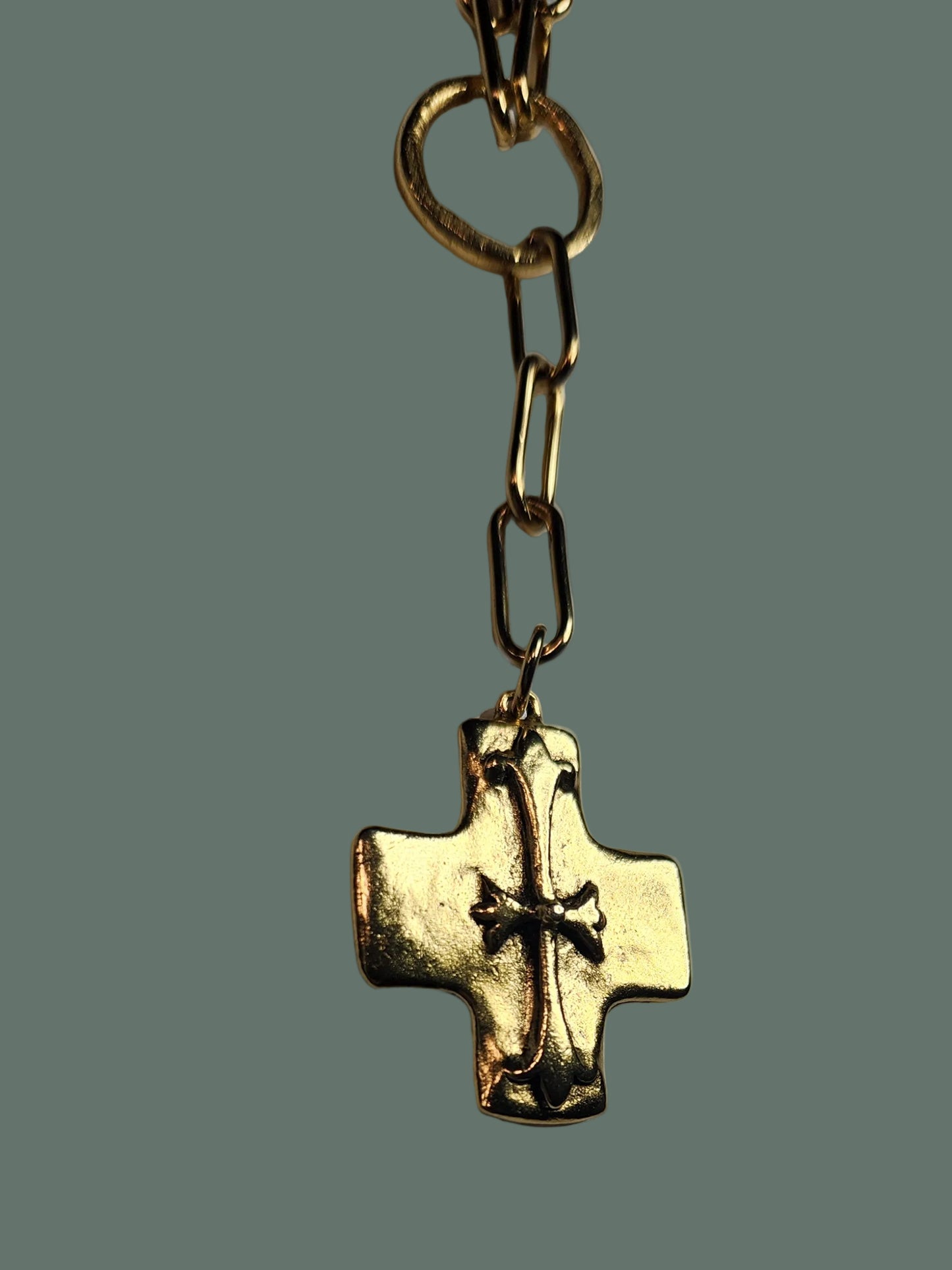 Cross w/ Eternity Ring Large Paperclip Necklace