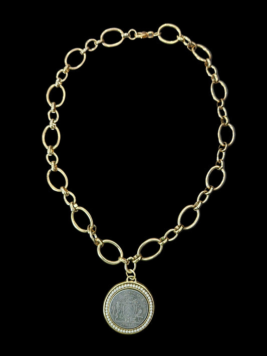 French Coin Necklace 20"
