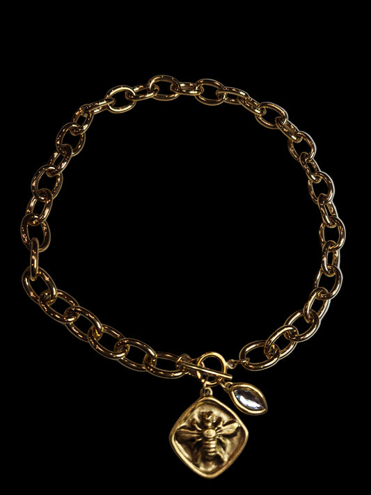 Bee and Swarovski Rhinestone Toggle Necklace