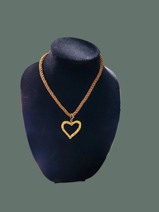 Open Heart Removable Pendant/ Chord Necklace Gold