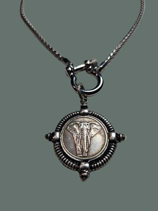 Elephant Pendant Buckle Lock Necklace
