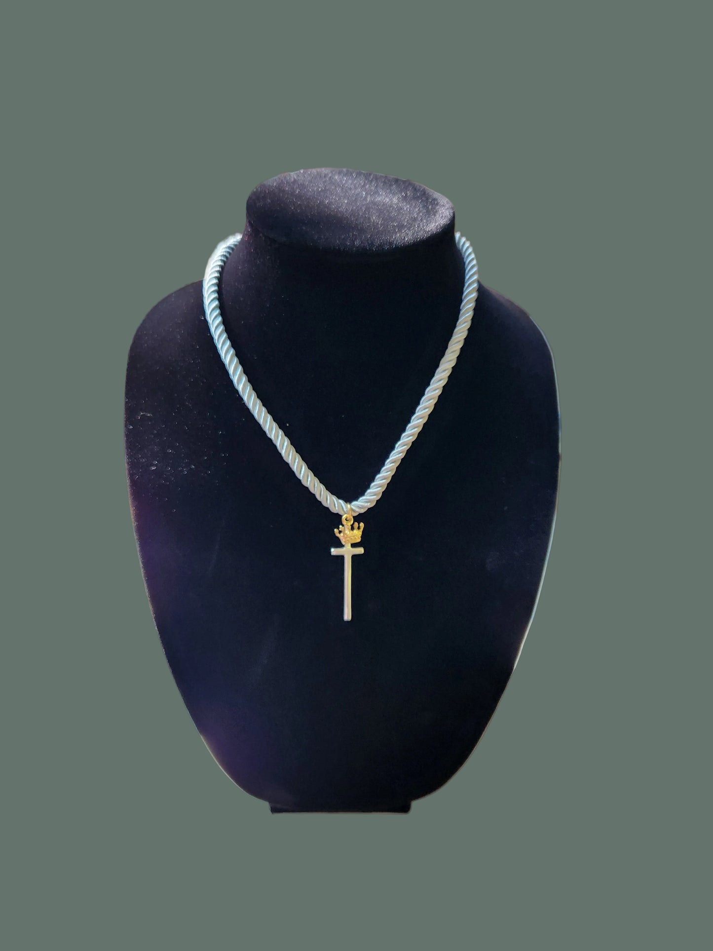 Cross and Crown/ Christ the King Pendant/Chord Necklace