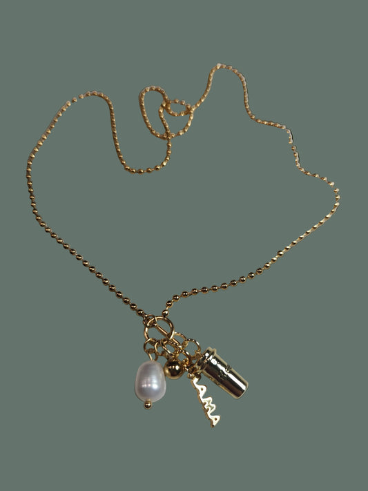 Pearl Bead Mama Coffee Neckalce