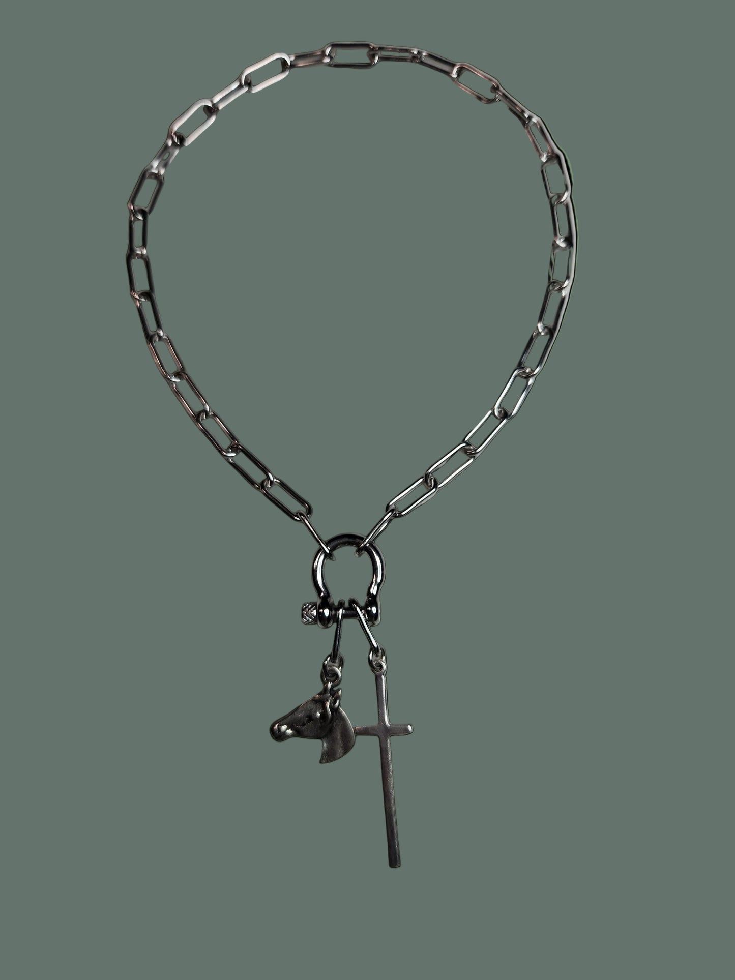 Cross and Horse Necklace