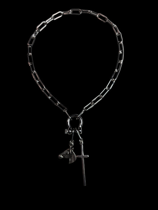 Cross and Horse Necklace