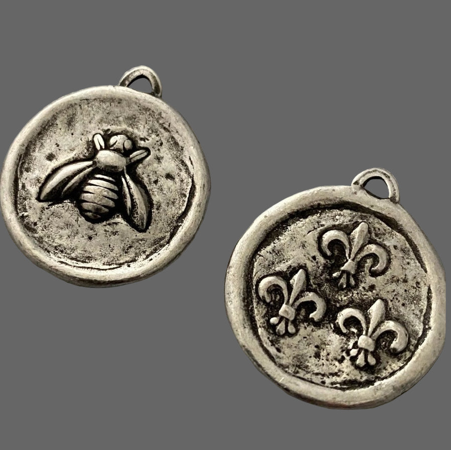Bee, Small Coin Pendant Silver & Gold