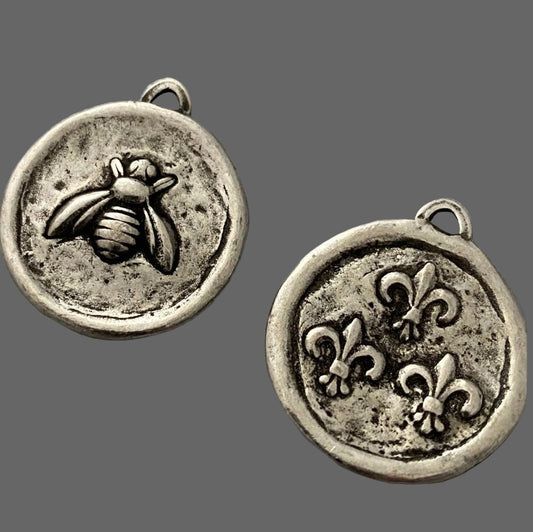 Bee, Small Coin Pendant Silver & Gold